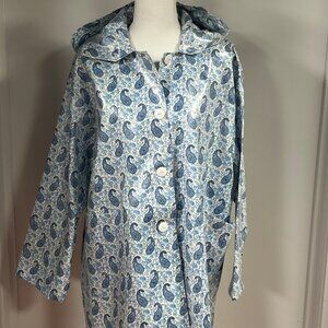 Blue Paisley Button Up Waterproof Hoodie